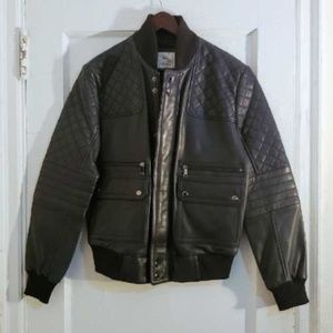 SAKS Modern Navy Bomber Leather Jacket